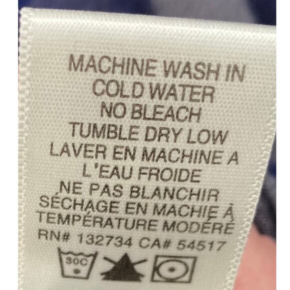 Anthropologie Cloth + Stone Gingham Plaid Top Lace Up Long Sleeve Navy Gray M - Picture 10 of 10